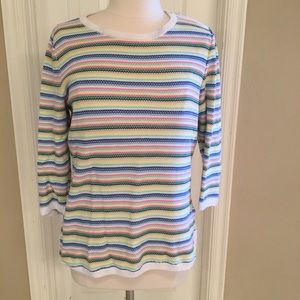 3/4 sleeve pastel stripe sweater